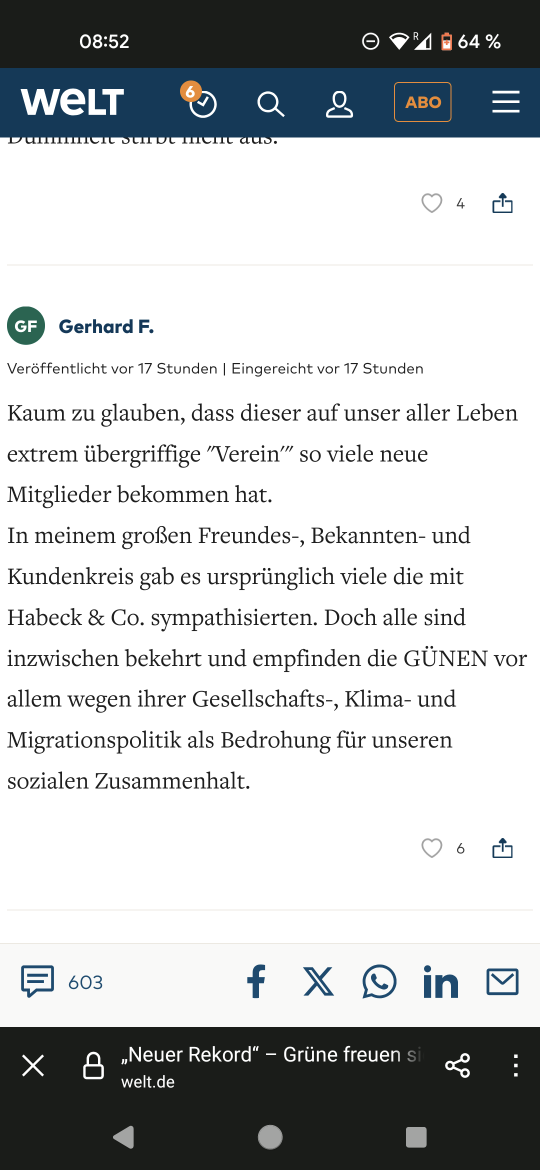 Kommentar mit "die GÜNEN"