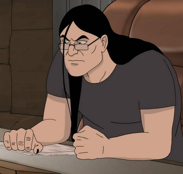 Nathan explosion from metalocalypse wearing glasses