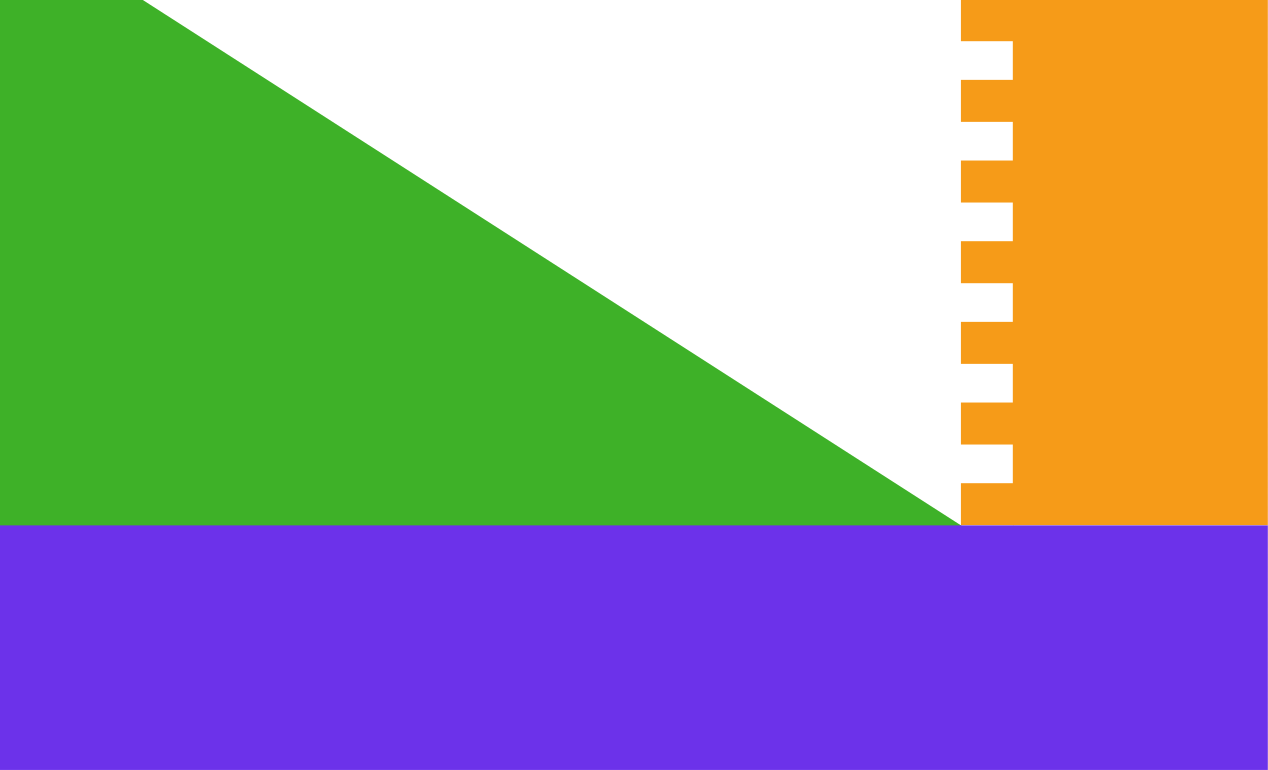 le même drapeau, j'ai viré la plage et passé le "château" en orange. J'ai rendu le contraste vert/violet/orange plus marqué aussi.