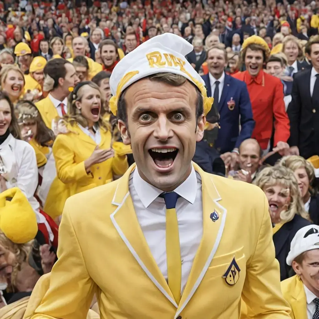 Image with seed 909323826 generated via AI Horde through @aihorde@lemmy.dbzer0.com. Prompt: Emmanuel macron dressed as a cheeleader