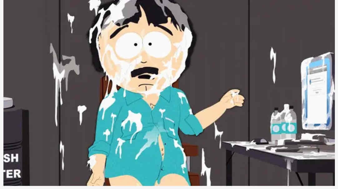 Randy Marsh from South Park covered in ectoplasm from the episode "Over Logging"