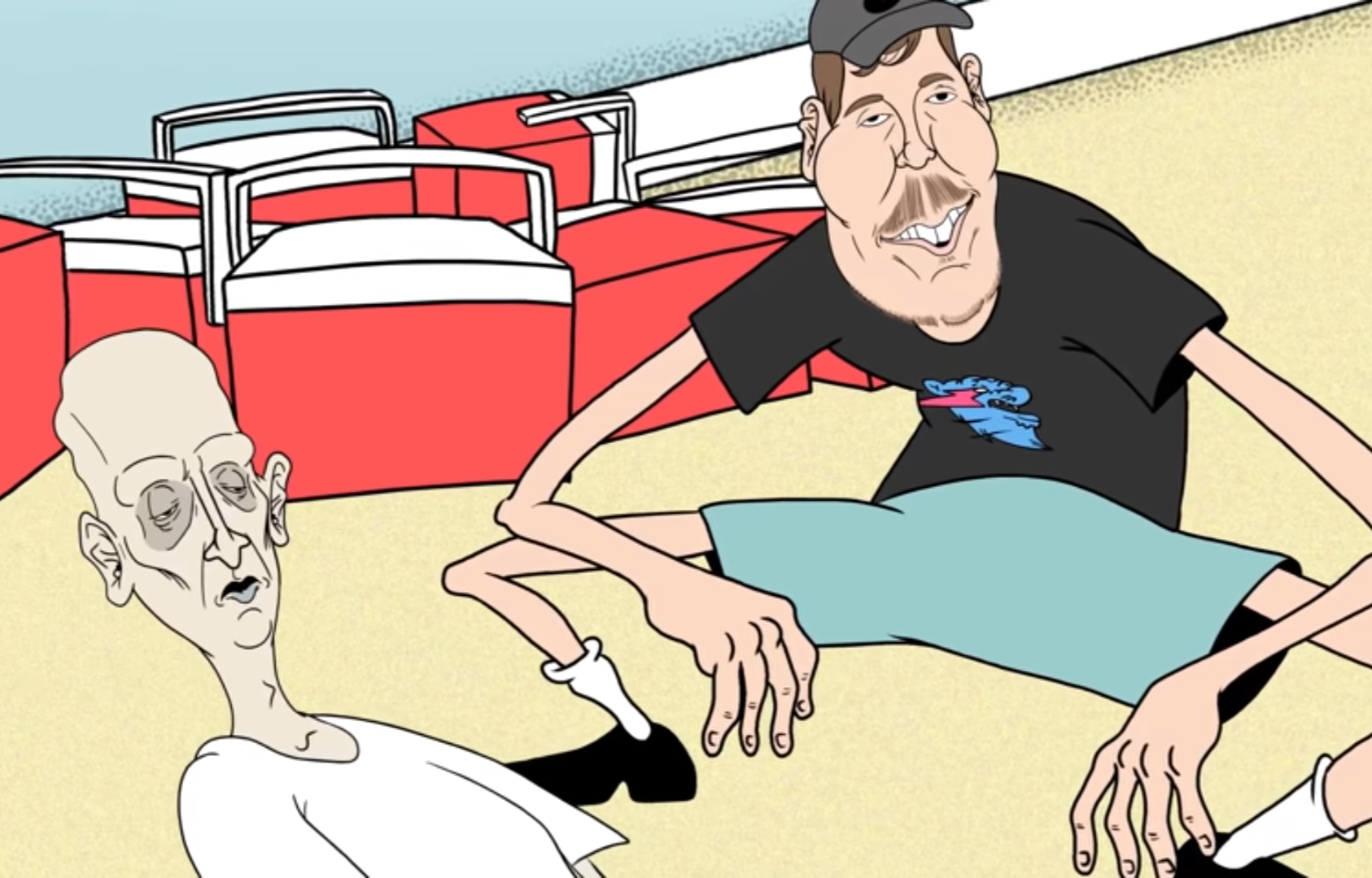 Still frame from a mrbeast parody by MeatCrayon